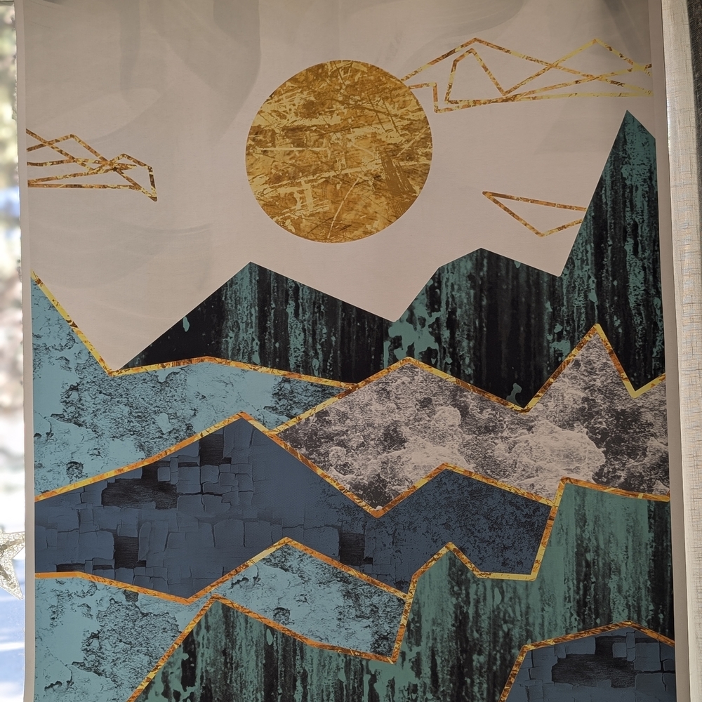 Abstract Mountain Wall Art with Gold Accents 3 Pack